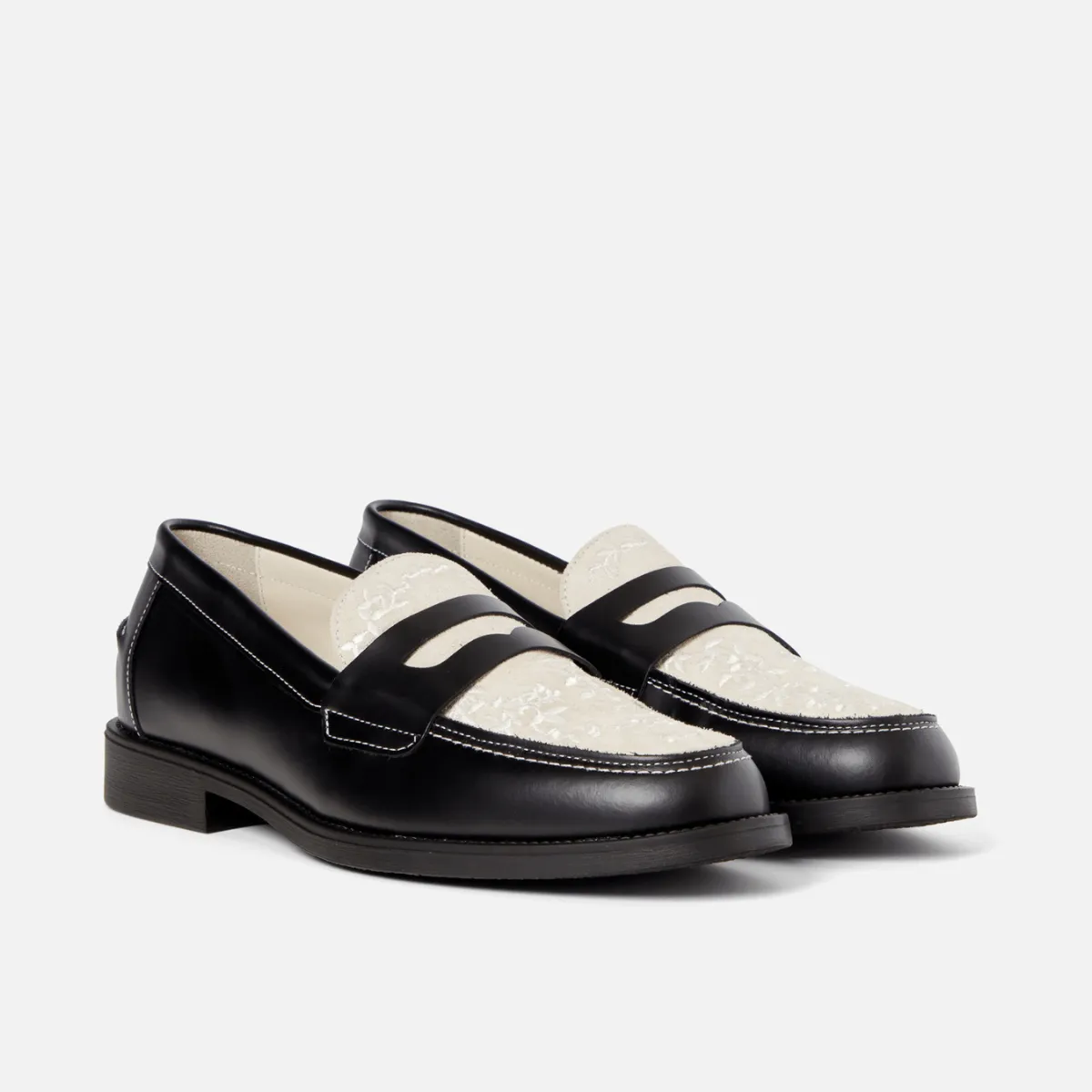 Wilde Black + White Vine Penny Loafer - Men's