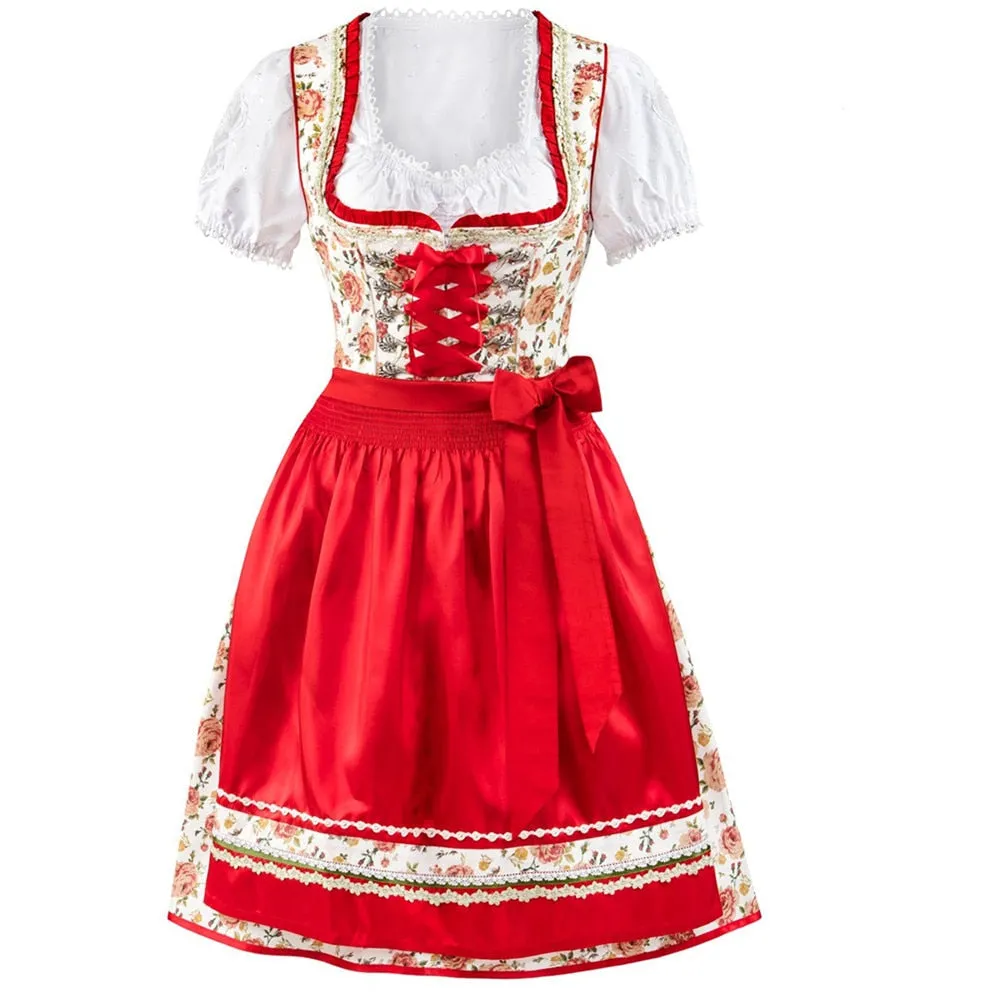 Women German Oktoberfest Costumes Barmaid Beer Girl Dirndl Dress Cosplay Carnival Party Fancy Dress