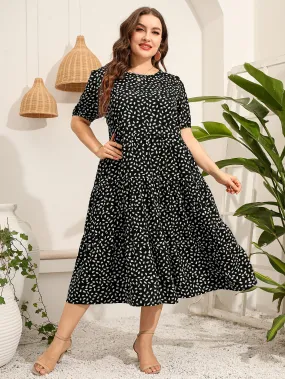 Women's Plus Size Short Sleeve Skirt With Loose Casual Summer Long Dress