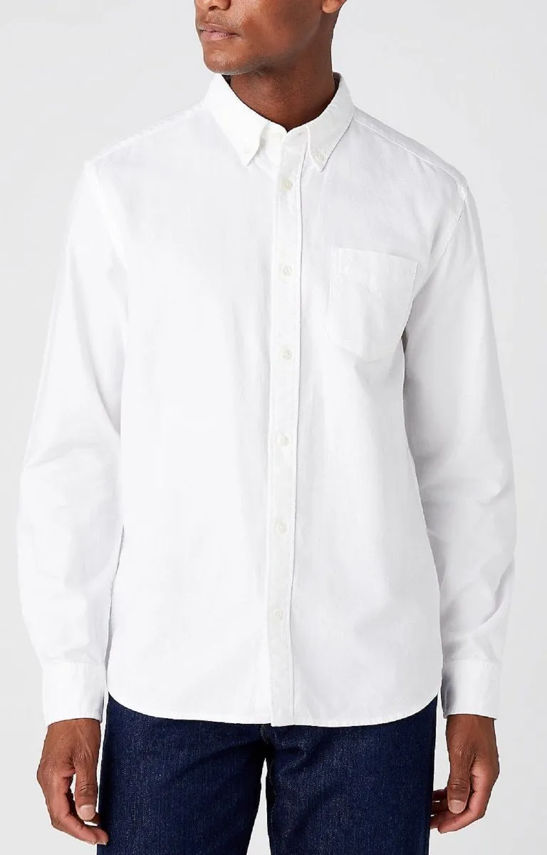 Wrangler Long Sleeve One Pocket Long Sleeve Shirt White