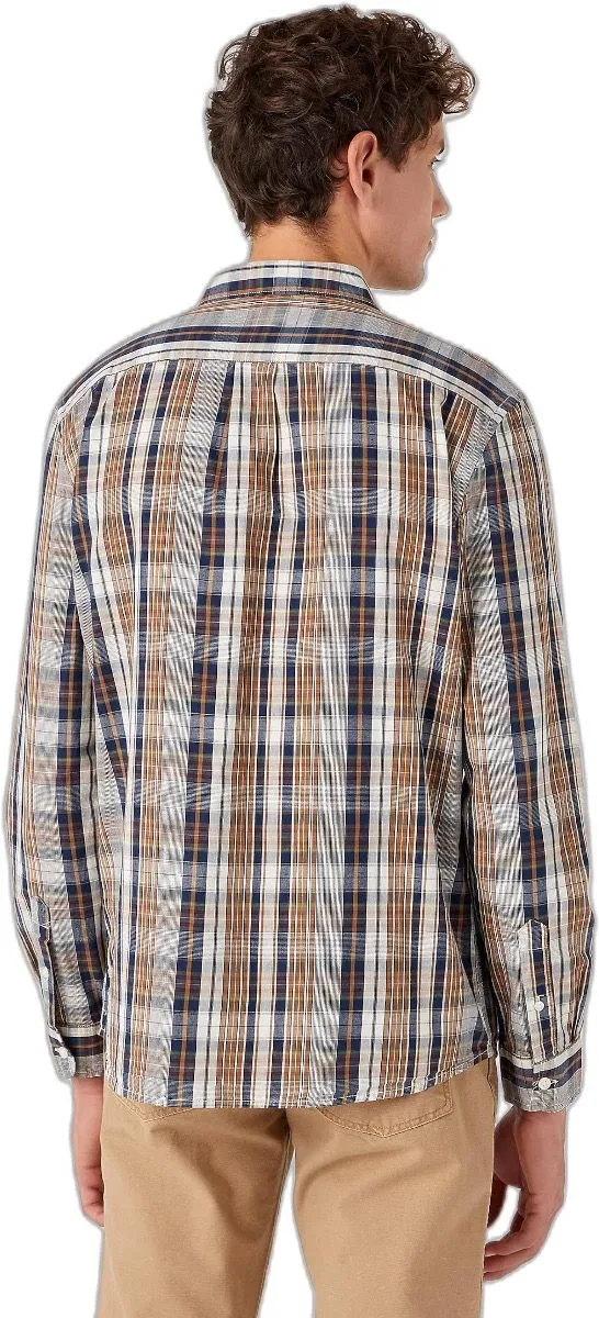 Wrangler One Pocket Check Long Sleeve Shirt Cappuccino