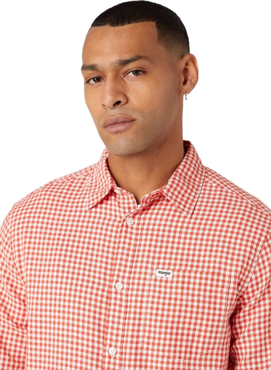 Wrangler One Pocket Check Long Sleeve Shirt Paprika