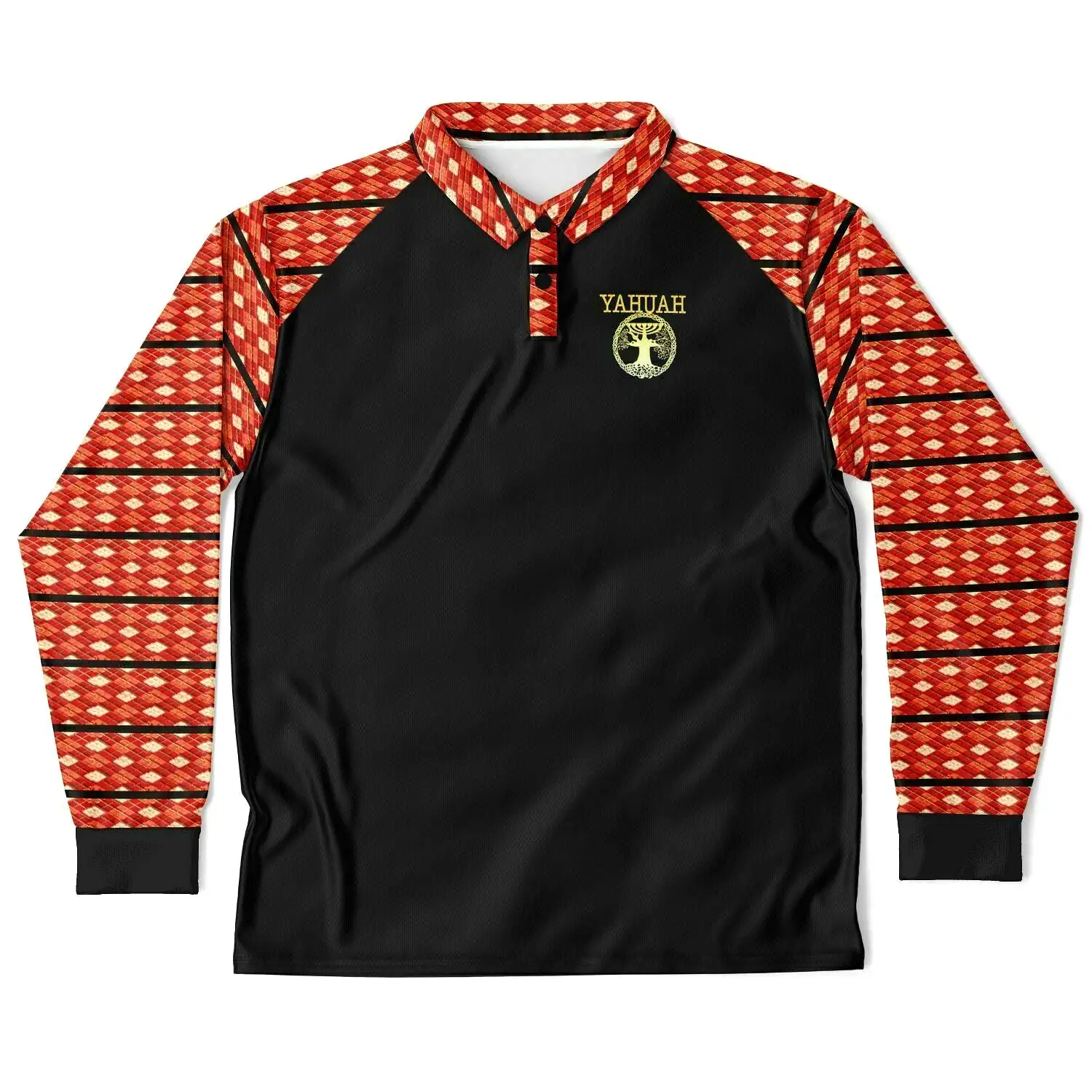 Yahuah Logo 02-01 Men’s Designer Long Sleeve Polo Shirt