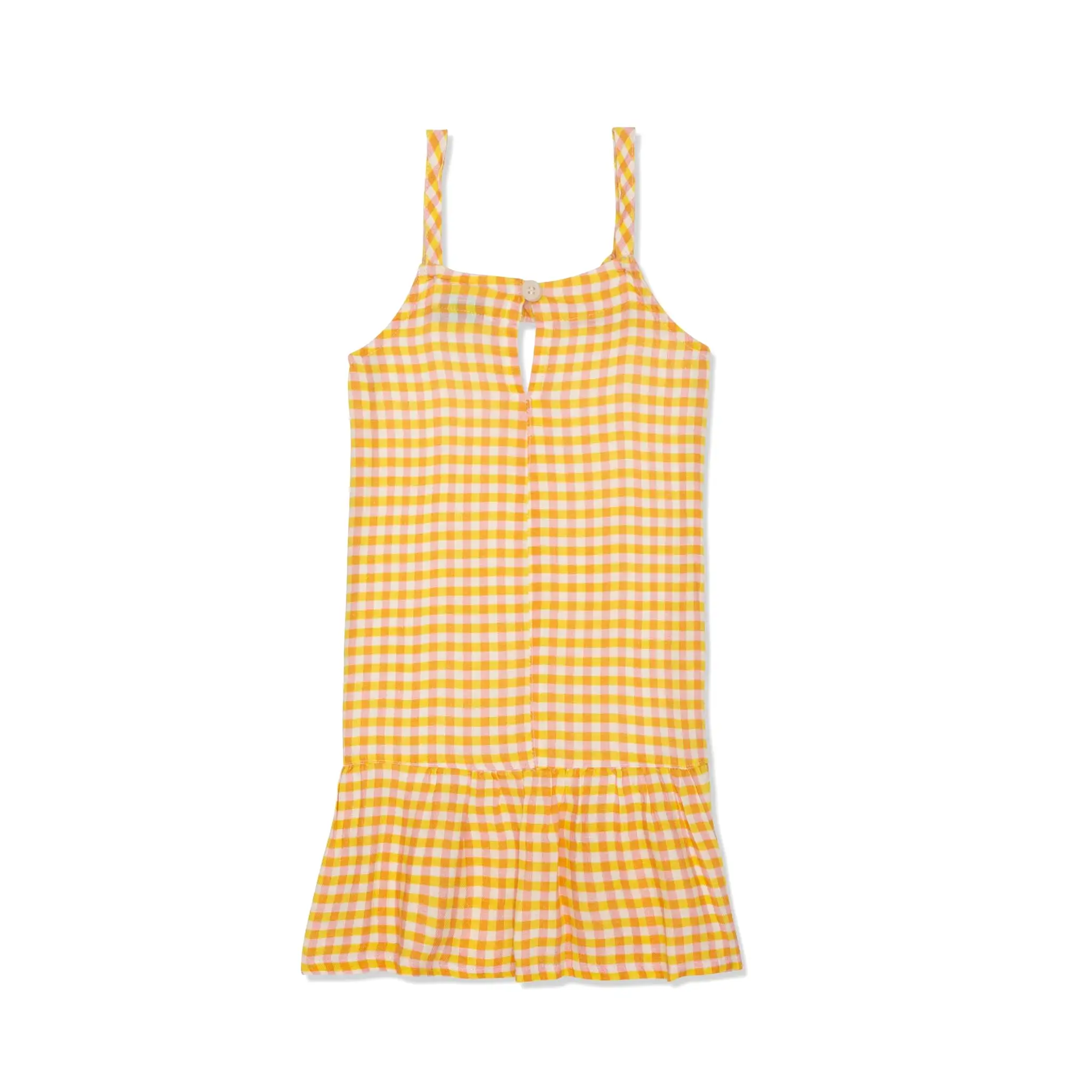 Yellow Gingham Linen Kid Dress