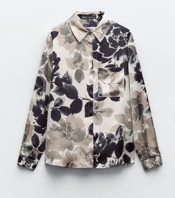 ZARA  |FLORAL PRINT SATIN SHIRT