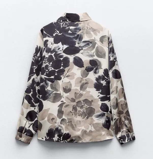 ZARA  |FLORAL PRINT SATIN SHIRT