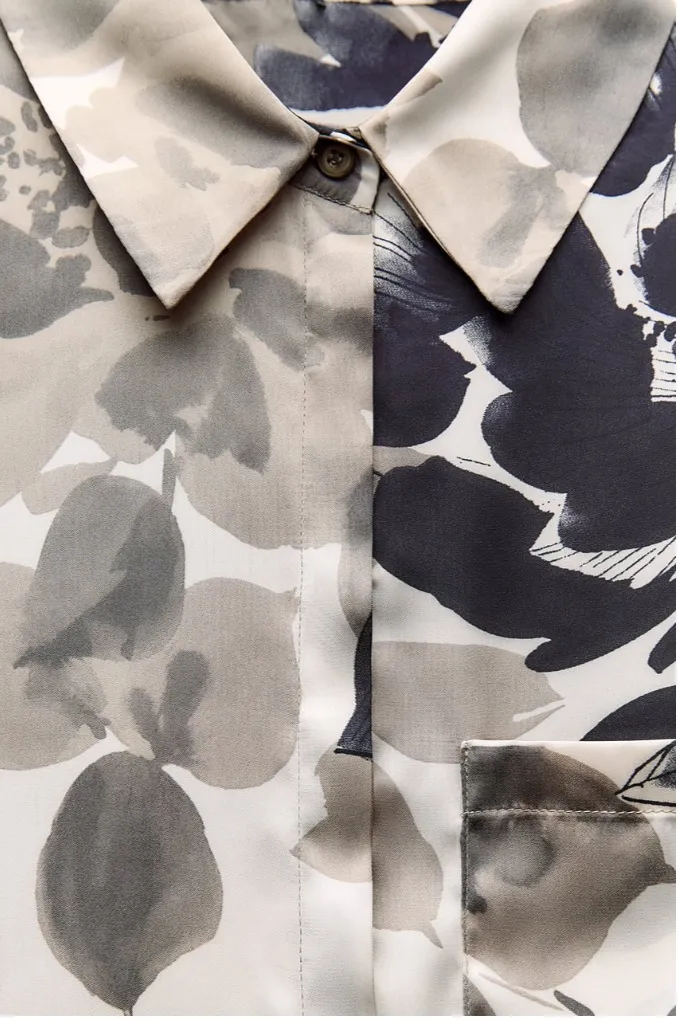 ZARA  |FLORAL PRINT SATIN SHIRT